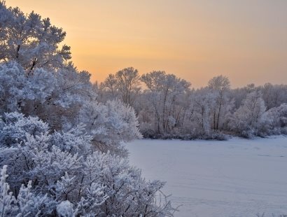 Beautiful sunset in the snow